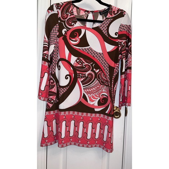 INC International Concepts Dresses & Skirts - INC‎ International Concepts Pink Brown Paisley Print Tunic Mini Dress Lg #retro